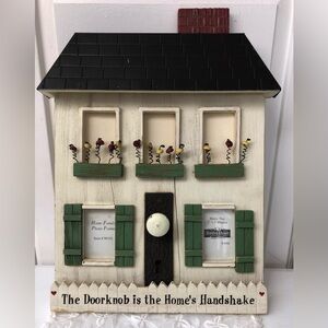 🏠Vintage Rustic Wood House Old Metal Door Knob Door Wall Art Photo Frame